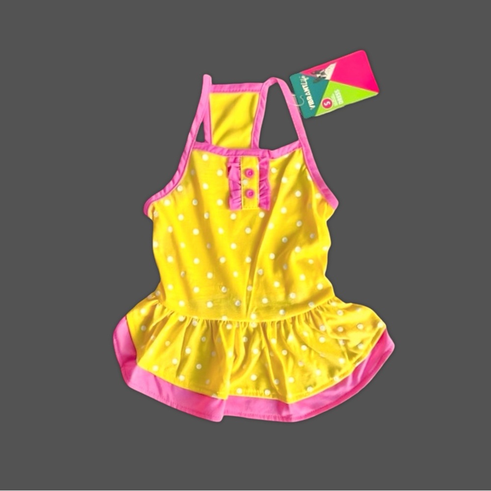 NWT Vibrant Life Yellow Polka Dot Dog Dress - Picture 5 of 12